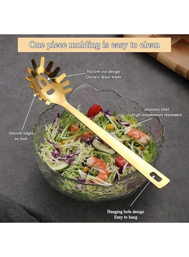 Gold Spaghetti Spoon, ReaNea Pasta Server, Stainless Steel Pasta Spoon with Teeth, Metal Pasta Fork, Noddle Fork Gold Kitchen Accessories Utensils, Heat Resistant, Dishwasher Safe - Image 5